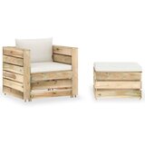  Sedežna garnitura 2-delna z blazinami zelen impreg. les | Shoptok.si