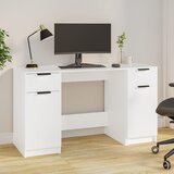 Maison Chic Pisalna miza - pisarniška miza - Računalniška miza s stranskimi omaricami bela inženirski les, (21785427) | Shoptok.si