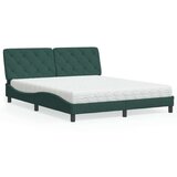 vidaXL Postelja z vzmetnico temno zelena 160x200 cm žamet, (21112340) | Shoptok.si