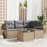 vidaXL 5 Dijelni Vrtni Kauč Set s Jastucima Crni Poli Ratan | shoptok.hr