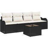 vidaXL 5-dijelni vrtni sofa set s jastučićima crni poli ratan, 2-sjedala vrtni sofa s odlaganjem & jastučićima crni poli ratan Cijene