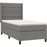  Box spring postelja z vzmetnico LED temno siva 90x200 cm blago, (20789763) | Shoptok.si