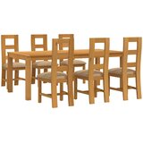  Blagovaonski set 7 kom. Bež Čvrsto Hrastovo Drvo 200 x 100 x 75 cm | Shoptok.si