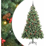 vidaXL Umjetno božićno drvce 300 LED lampica Topla bijela PVC i metal - 210 cm s LED-ima i crnim kuglicama Cijene