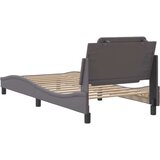 vidaXL Posteljni okvir z vzglavjem siv 90x190 cm umetno usnje | Shoptok.si