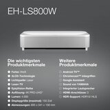 Epson EH-LS800W projektor za hišni kino z zelo kratko projekcijsko razdaljo 4000 ANSI lumnov 3LCD 4K+ (5120x3200) - | Shoptok.si