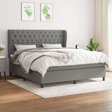  Box spring postelja z vzmetnico temno siva 160x200 cm blago, (20788914) Cene