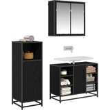 vidaXL Komplet pohištva za kopalnico 3 pcs Črni hrast 80 x 33 x 60 cm | Shoptok.si