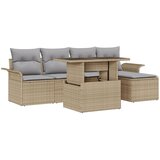 vidaXL 6-delni vrtni kavč set s blazinami bež poli ratan, (22090992) | Shoptok.si