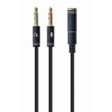 Gembird CCA-418M 3.5mm Headphone Mic Audio Y Splitter Cable Female to 2x3.5mm Male adapter, Metal kabal cene