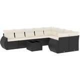  10-dijelni set vrtnih sofa s jastucima crni od poliratana | shoptok.hr