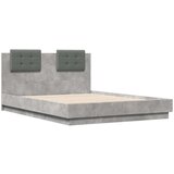  Okvir kreveta s uzglavljem siva boja betona 135x190 cm drveni | shoptok.hr