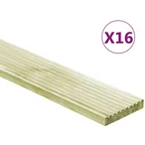 vidaXL Talne plošče 16 kosov 2,32 m² 1m impregnirana trdna borovina