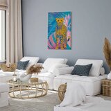  Slika - Exotic Leopard - Colorful Portrait of a Cheetah Against Tropical Leaves 40x60 Akustična | shoptok.hr