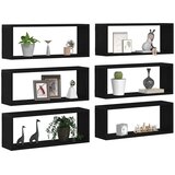 Police na zidu s policom Zidne 6 pcs Crni hrast 60 x 15 x 23 cm | shoptok.hr