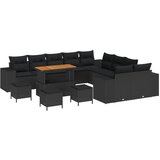 vidaXL 14-dijelni vrtni sofa set s jastučićima crna poli ratan akacija, 4-dijelni vrtni blagovaonski set s jastučićima crna poli ratan akacija Cijene