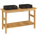  Kopalniška omarica iz tikovine z umivalnikoma črn marmor, (20707957) | Shoptok.si