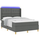 vidaXL Okvir za krevet s madracem i LED-om Tamno siva 140x200 cm Tkanina | shoptok.hr