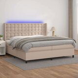  Krevet box spring madrac LED cappuccino 200x200cm umjetna koža Cijene