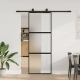 vidaXL Drsna vrata z opremo črna 76x205 cm kaljeno steklo | Shoptok.si