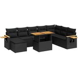  9-dijelni set vrtnih sofa s jastucima crni od poliratana bagrem | shoptok.hr