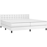  Box spring postelja z vzmetnico bela 200x200 cm umetno usnje, (20788845) | Shoptok.si