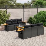 Maison Chic Seti vrtnega pohištva - Vrtna garnitura - Vrtni pohištvo set 7-delna z blazinami črn poli ratan, (21803657) | Shoptok.si