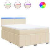  Krevet s oprugama i madracem krem 140x200 cm od tkanine | shoptok.hr