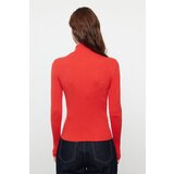 Trendyol Red Cotton Blend Zippered Stand Collar Thin Knit Sweater | Eponuda.ba