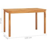 vidaXL vrtni blagovaonski stol 120 x 70 x 77 cm od masivne tikovine | shoptok.hr