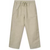 Liewood Otroške hlače s primesjo lanu Orlando Linen Pants bež barva