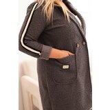 Kesi Włoski Plus Size women's coat made of faux shearling with pockets graphite | Shoptok.si