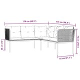 vidaXL Set vrtnih sofa s jastucima crni od čelika i tekstilena | shoptok.hr