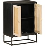  Komoda crna 55 x 30 x 76 cm od masivnog drva manga i željeza Slike