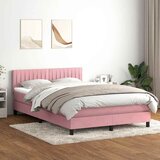 Box Spring krevet s madracem i LED ružičasti 160x220 cm baršun Cijene