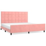 The Living Store Posteljni okvir z vzglavjem roza 200x200 cm žamet - Posteljni Okvir Z Vzglavjem, (21489821) | Shoptok.si