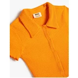 Koton Girls Polo Neck T-Shirt Ribbed Cotton