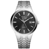 Pierre Ricaud quartz crni srebrni elegantni muški ručni sat sa srebrnim metalnim kaišem ( p97226.5116q ) | ePonuda.com
