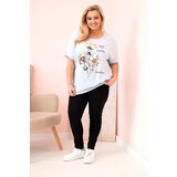 Kesi Włoski Plus Size women's blouse made of viscose with floral print and inscription blue | Shoptok.si
