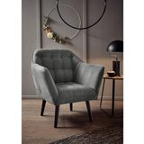 MID.YOU KOKTAJL FOTELJ, siva tekstil, leseni material | Shoptok.si
