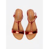 Shelvt Women's red flat sandals | shoptok.hr