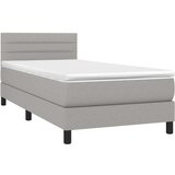  Box spring postelja z vzmetnico LED svetlo siva 90x200 cm blago, (20789664) | Shoptok.si