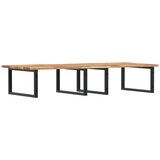  Zidna polica za umivaonik od čelika i masivnog bagremovog drva Smeđa 140 x 60 x 2 cm | Shoptok.si