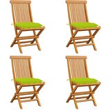 Maison Chic Vrtni stoli - Stol za vrt s svetlo zelenimi blazinami 4 kosi trdna tikovina JS2038, (21877122) | Shoptok.si