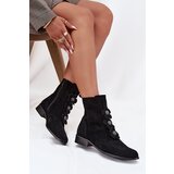 Zazoo Suede women's ankle boots 3085 black with decorative flowers | Shoptok.si