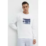 PepeJeans Bombažen pulover RIKU moški, bela barva, PM582662