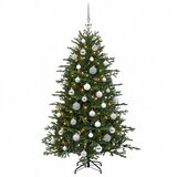  Umjetno božićno drvce s kuglicom 150 cm 150 LED lampica - 150 cm s LED-ima i srebrnim lopticama | shoptok.hr