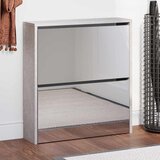 Ormarić za cipele s ogledalom 2 razine boja betona 63x17x67 cm | shoptok.hr