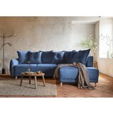 Miuform Tamno plava sklopiva kutna garnitura od samta (s desnim kutom) Lazy Lukka – | shoptok.hr