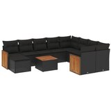  The Living Store Vrtna sedežna garnitura 11-delna z blazinami črn poli ratan - Vrtna Sedežna Garniture, (21461316) | Shoptok.si